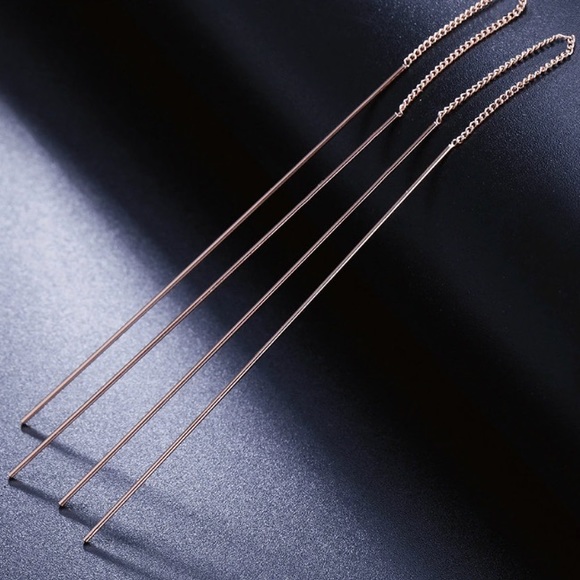 NEW!💙💎ROSE💗GOLD PLATED!💎💙DROP LINE THREADERS! - Picture 5 of 8